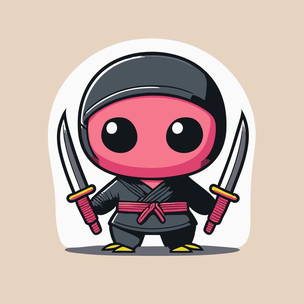 Cute Ninja Flamingo vector