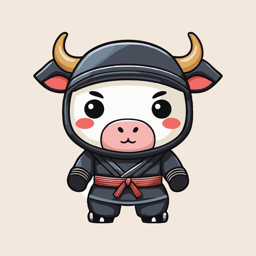 Cute Ninja Cow vector