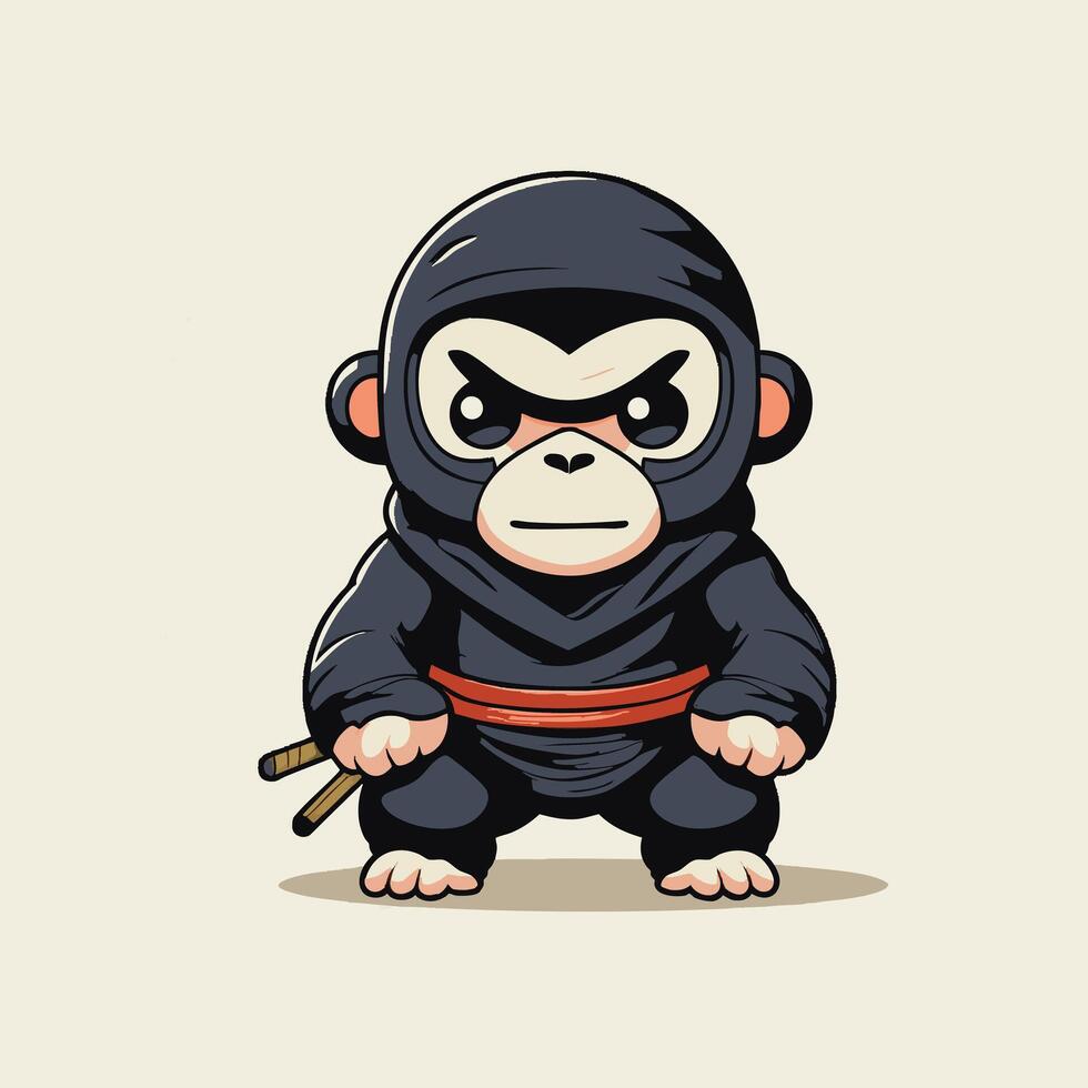 Cute Ninja Gorilla vector