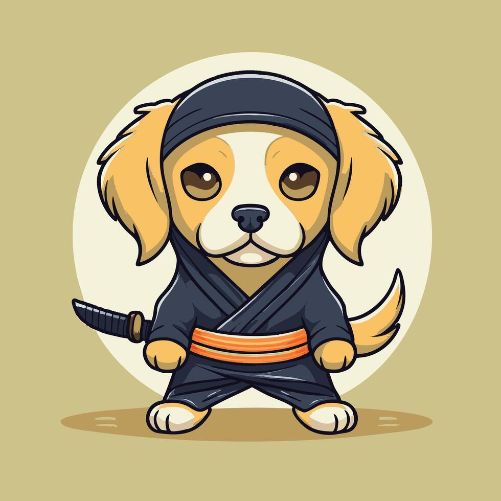 Cute Ninja Golden Retriever vector