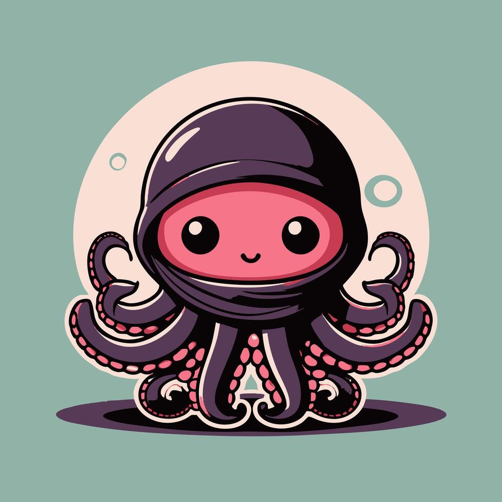 Cute Ninja Octopus vector