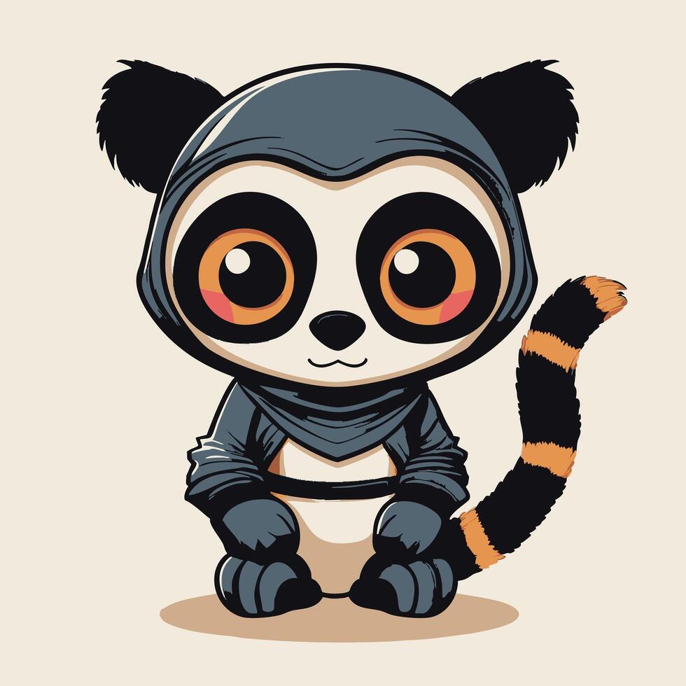 Cute Ninja Lemur vector