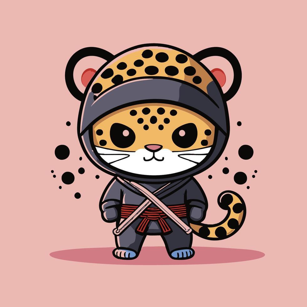 Cute Ninja Leopard vector