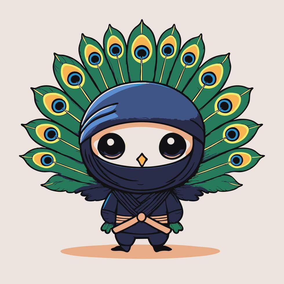 Cute Ninja Peacock vector