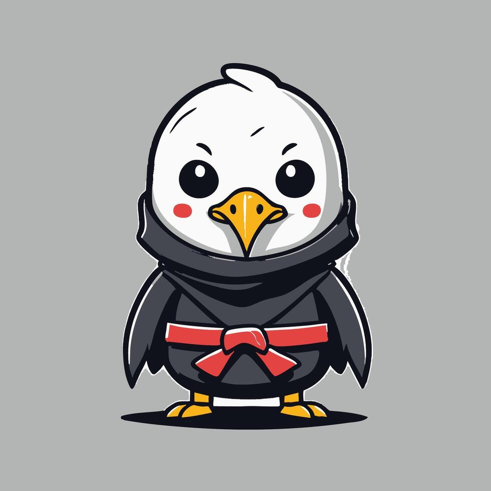 Cute Ninja Seagull vector