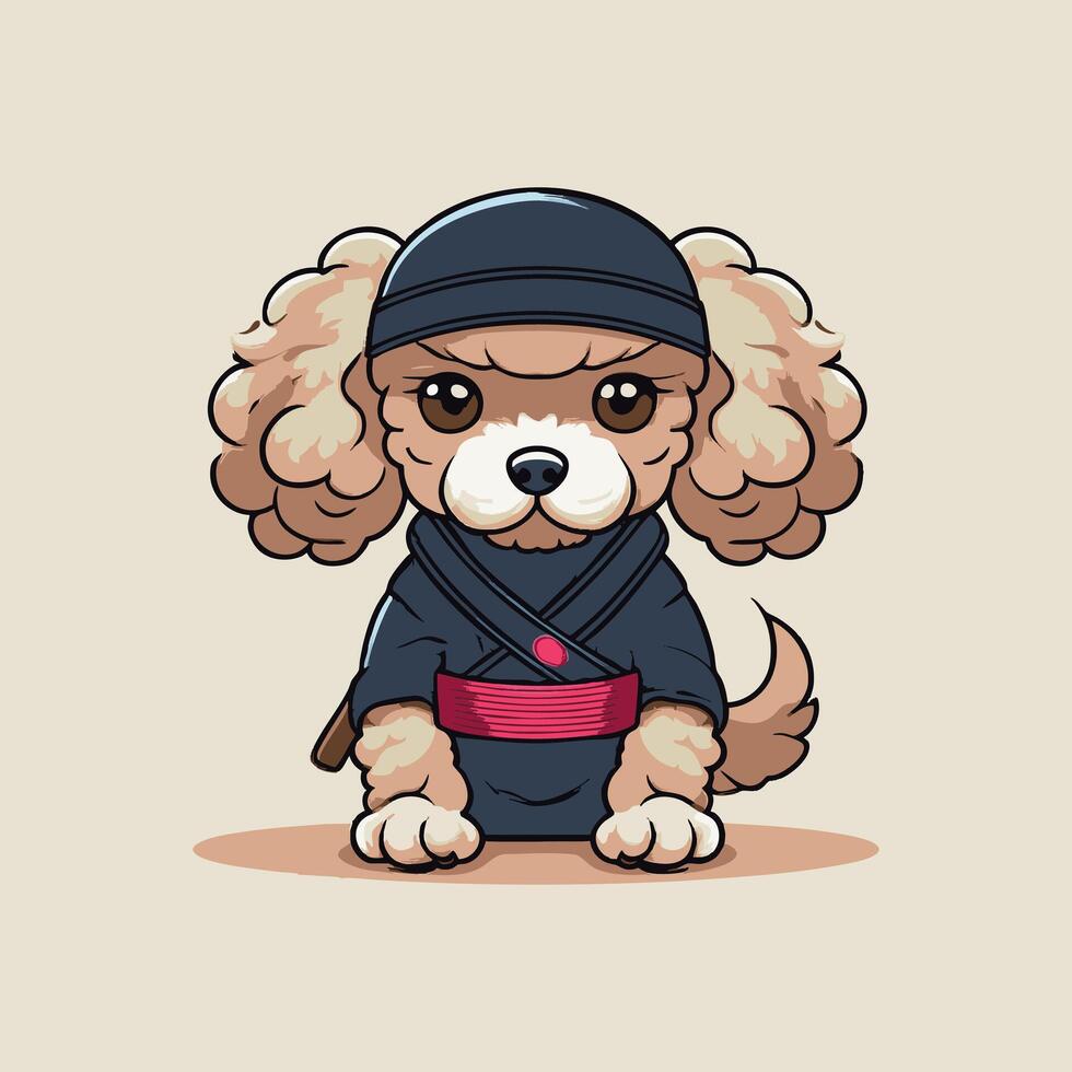 Cute Ninja Poodle vector