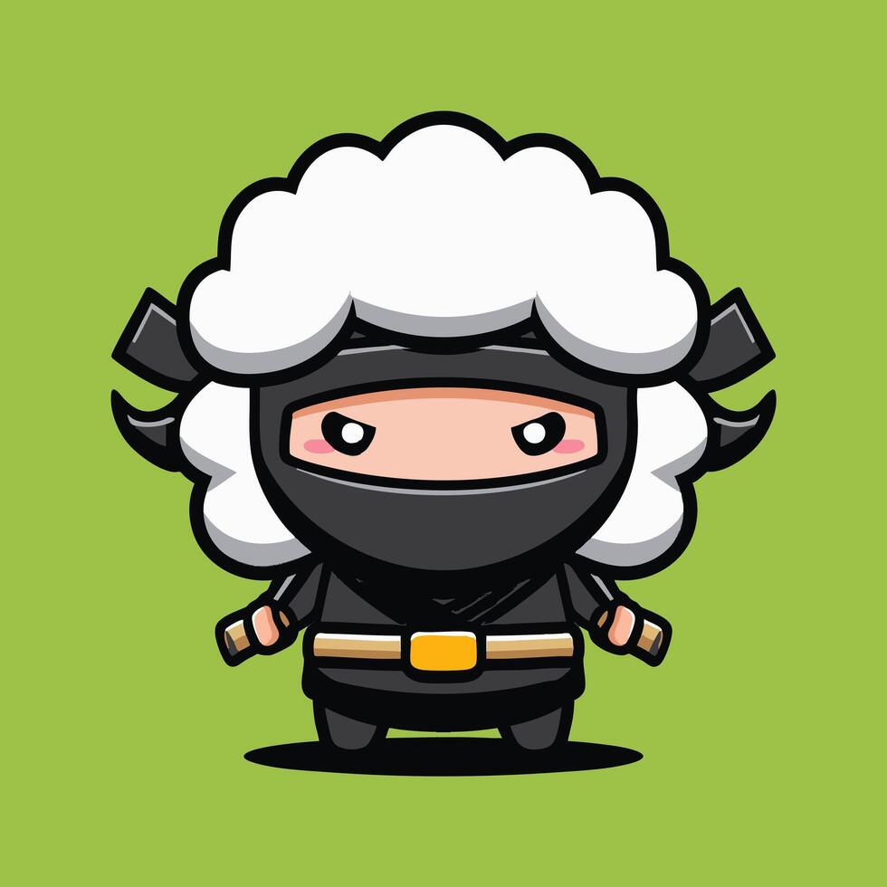 Cute Ninja Sheep vector