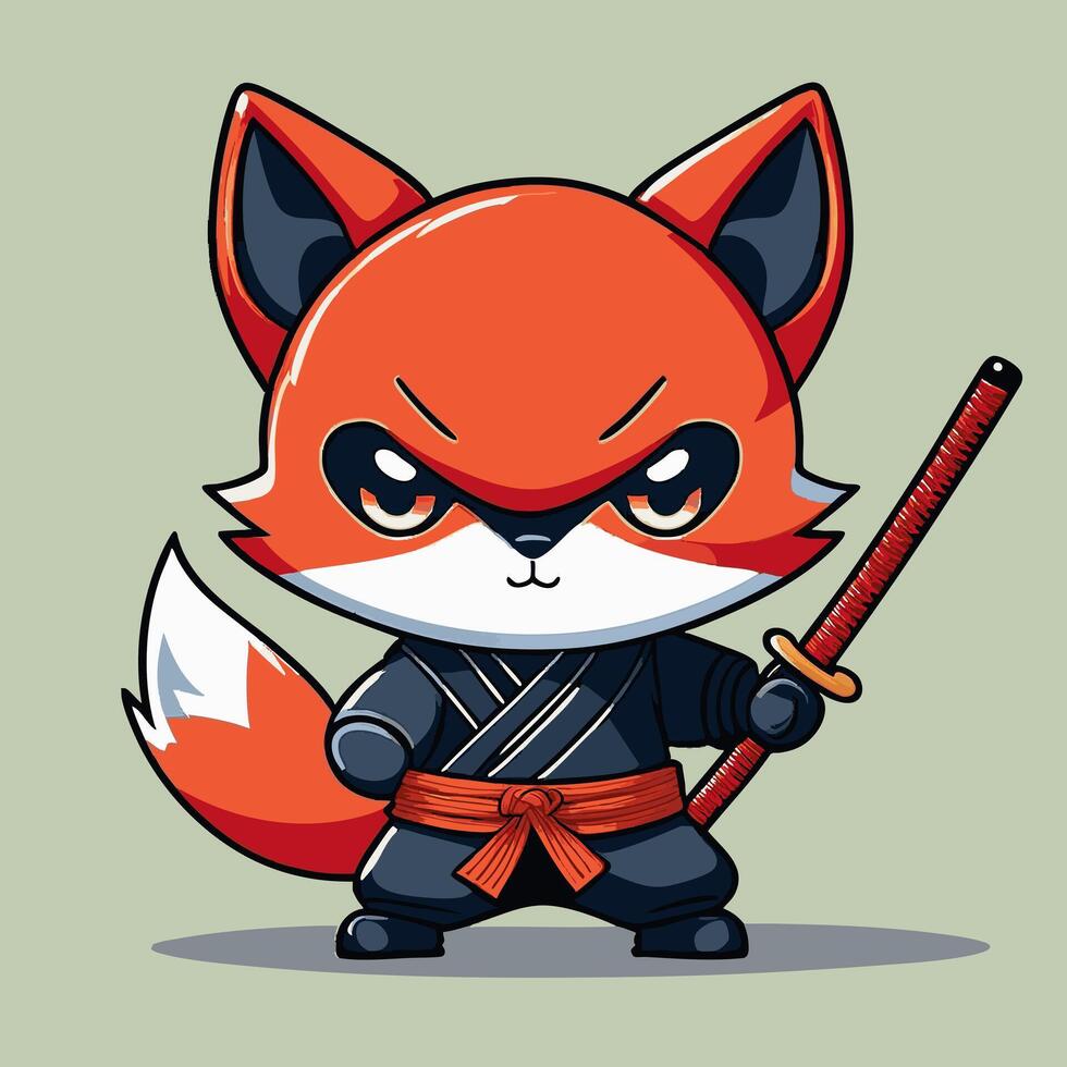 Cute Ninja Red Fox vector