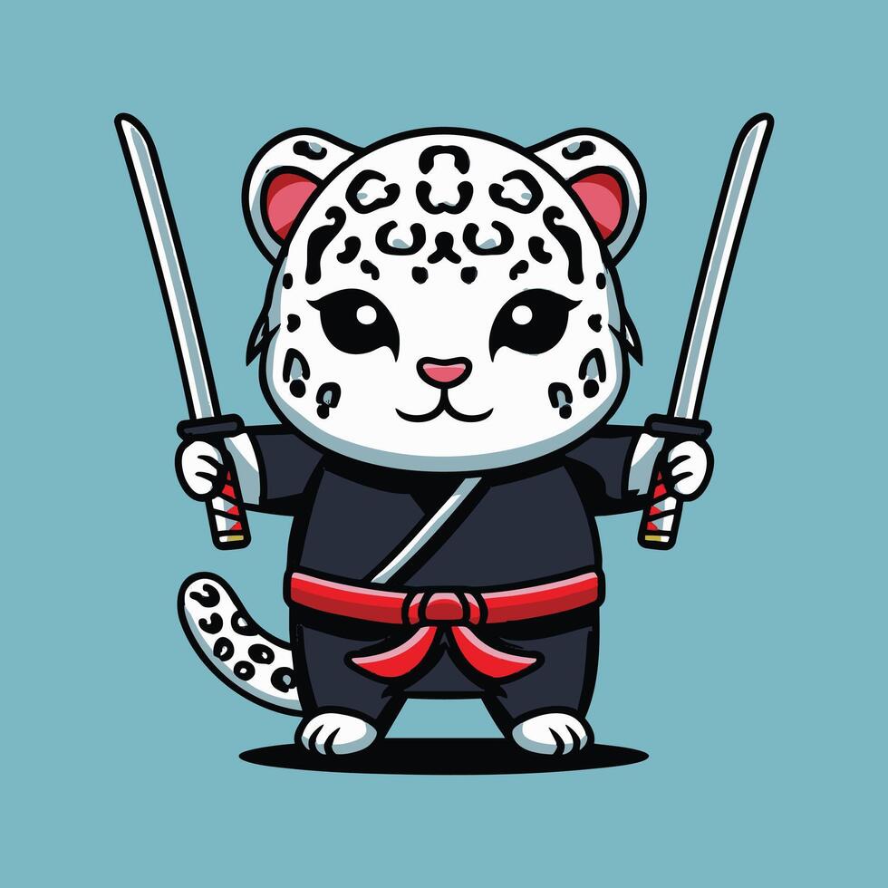 Cute Ninja Snow Leopard vector