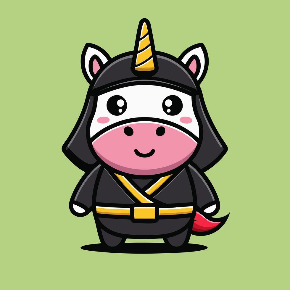 Cute Ninja Unicorn vector