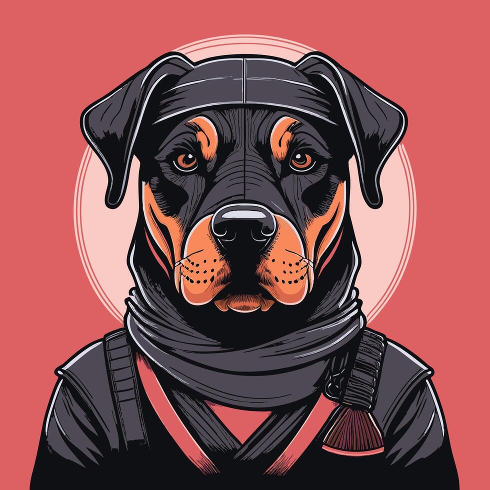 Cute Ninja Rottweiler vector