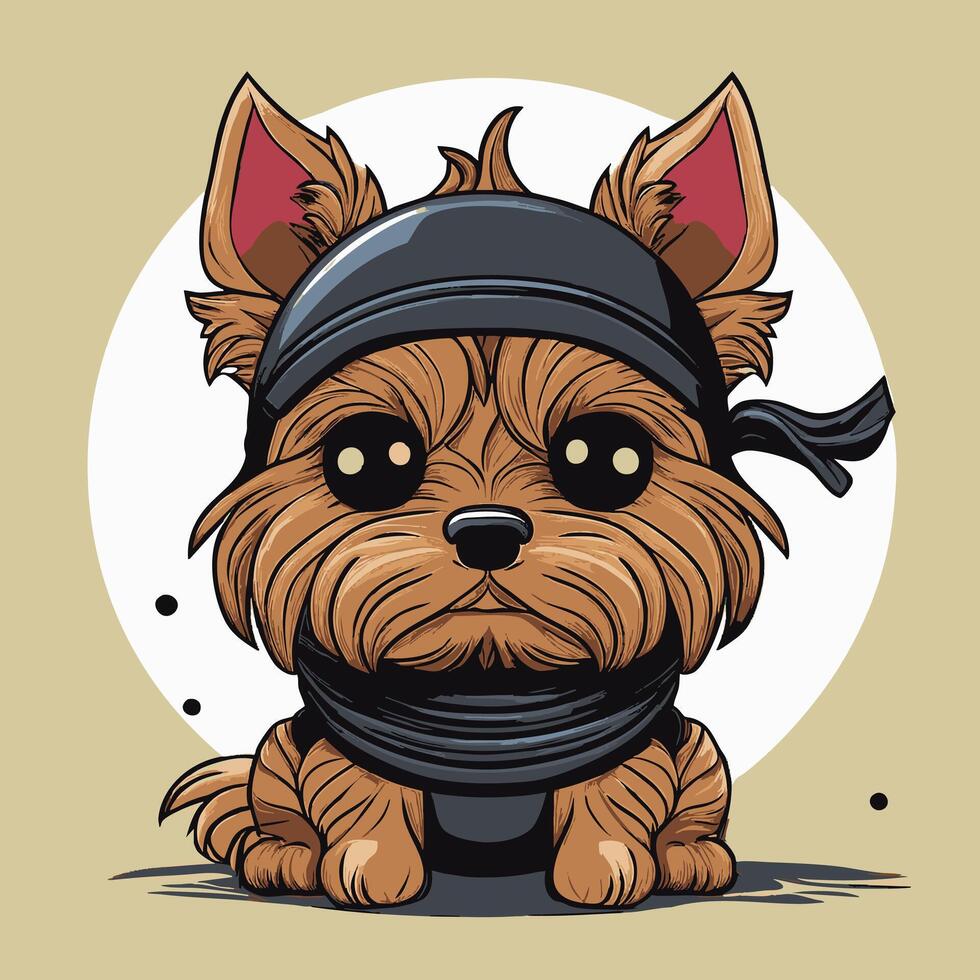 Cute Ninja Yorkshire Terrier vector