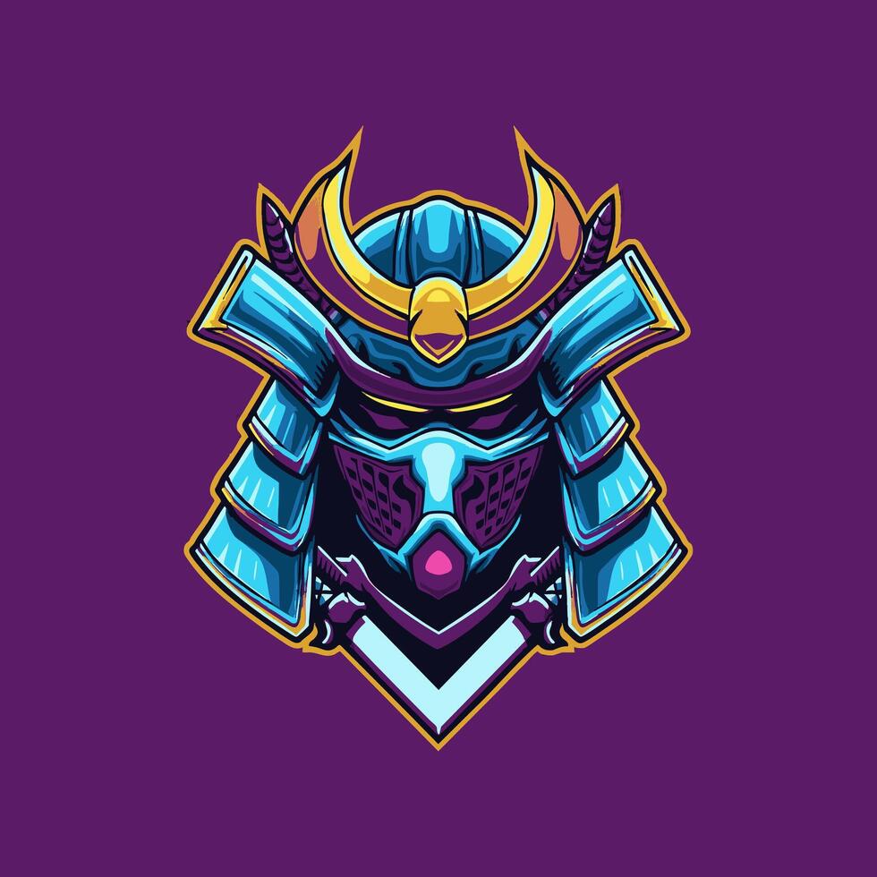 A Cyber samurai with a neon sword vector