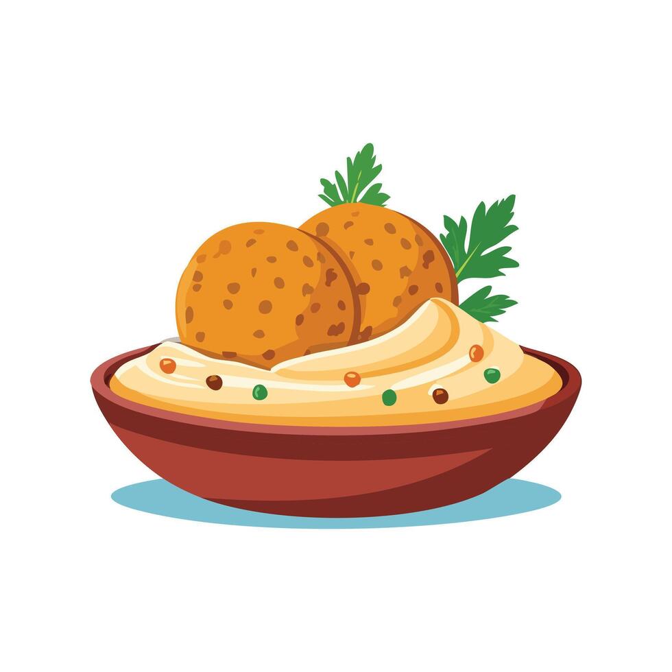 Falafel with hummus vector
