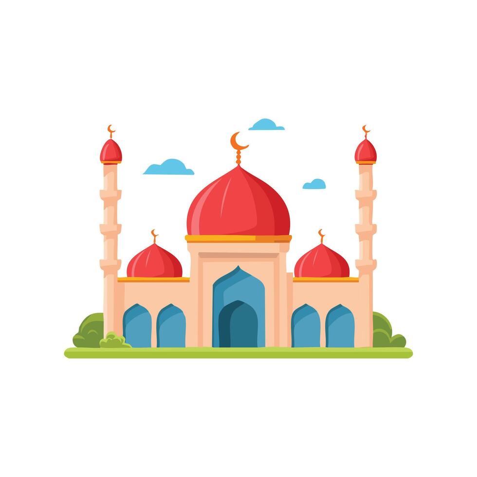 Classic mosque with domes and minarets vector
