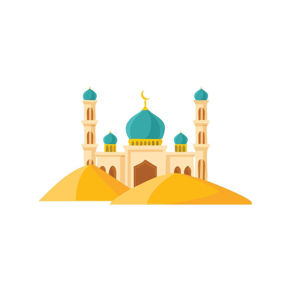 Desert mosque with sand dunes vector