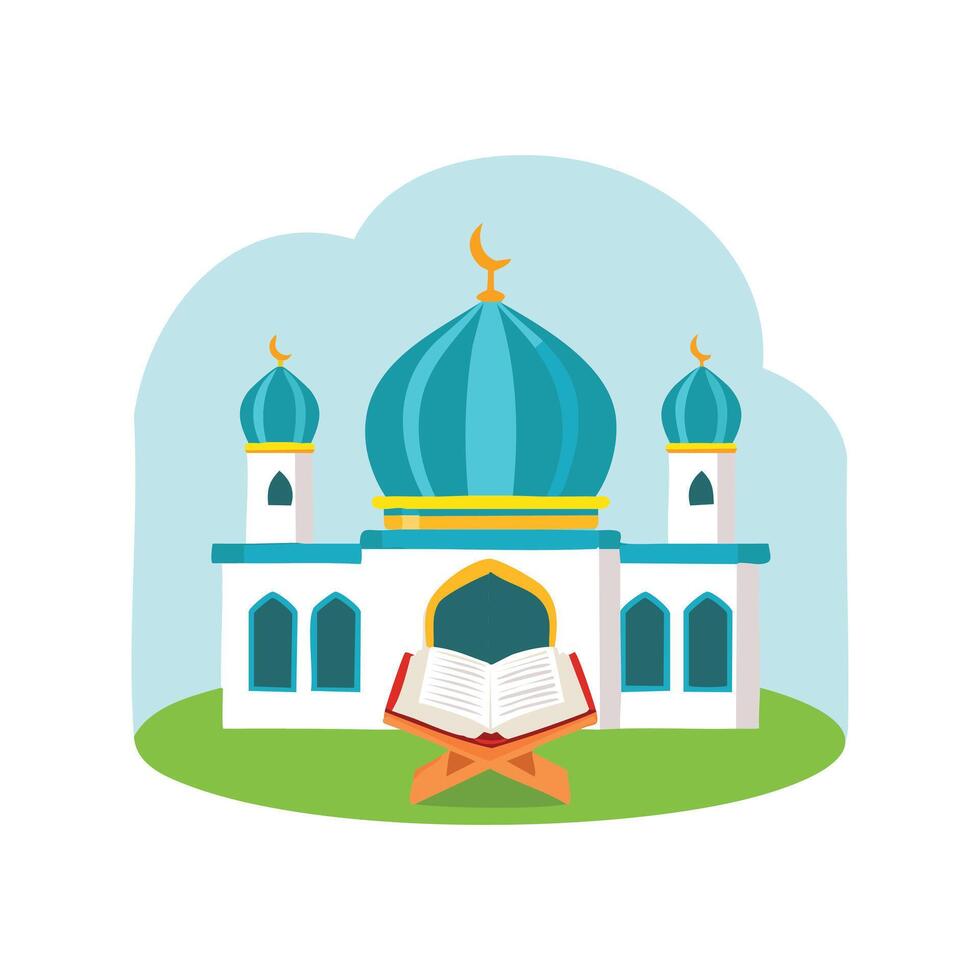 Mosque with Quran on a stand vector