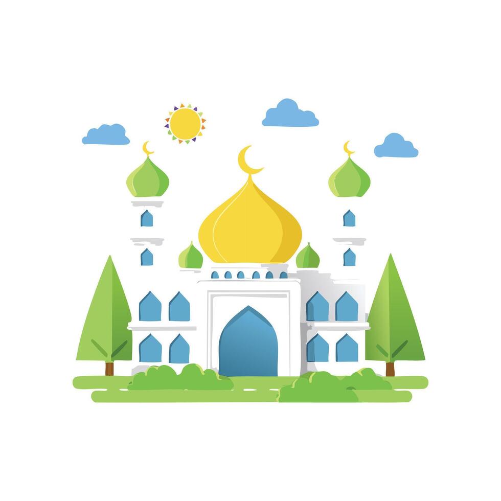 Paper cut style mosque vector