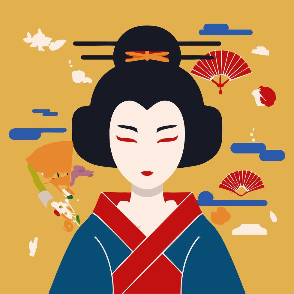 Geisha with Elemental Powers vector