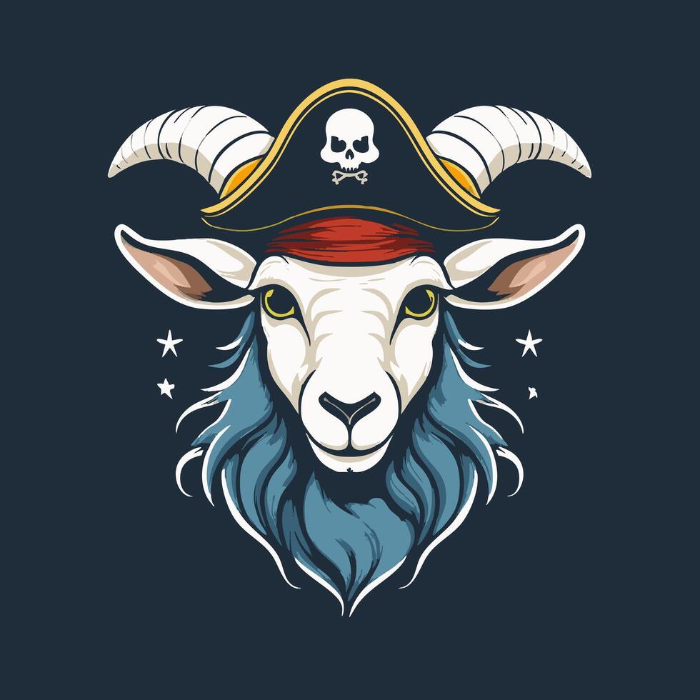Goat with Pirate Hat vector