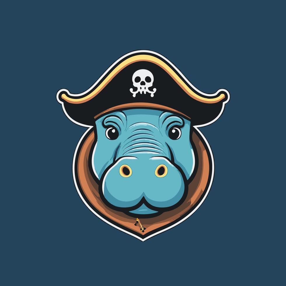 Hippopotamus with Pirate Hat vector