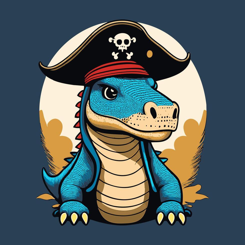 Komodo Dragon with Pirate Hat vector
