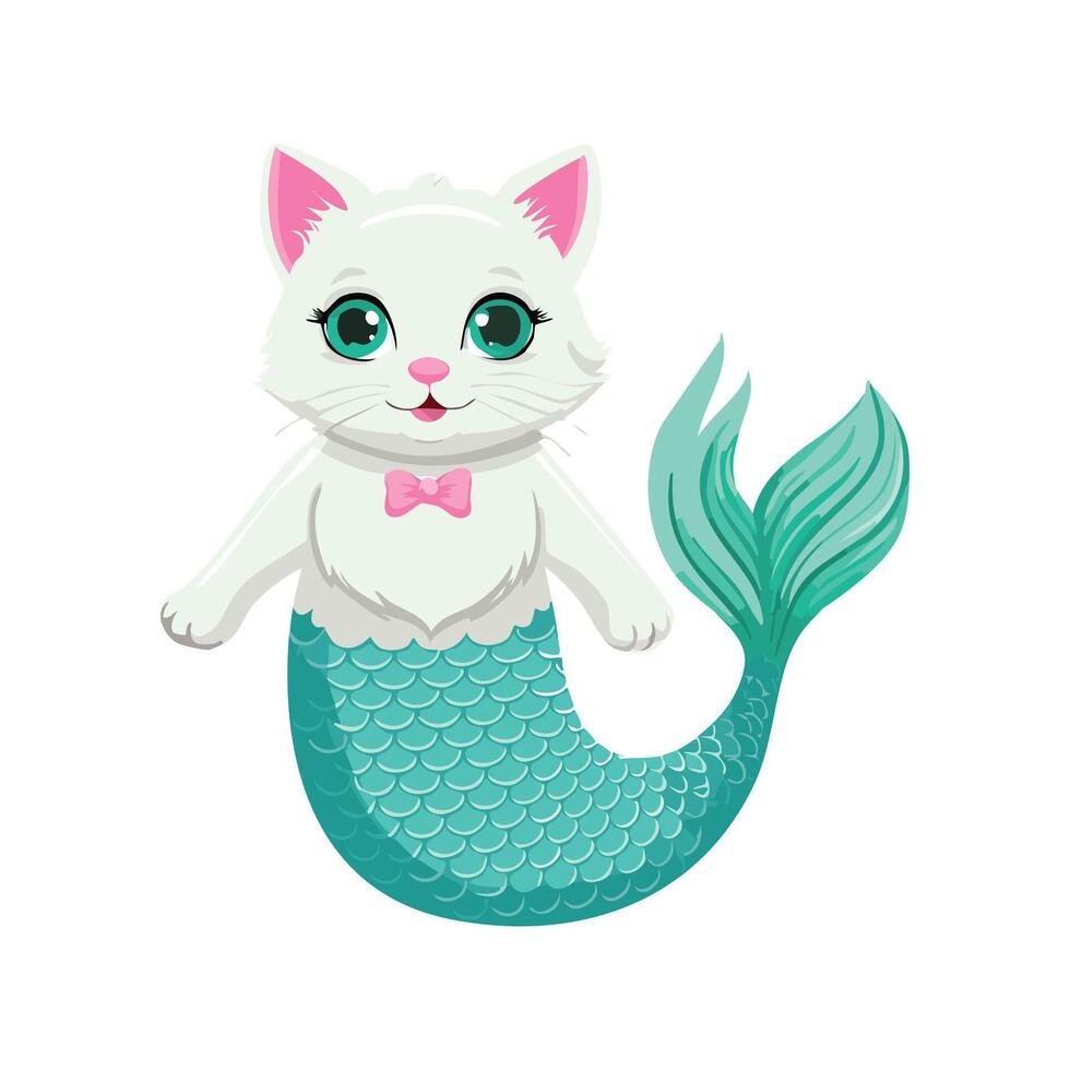 Little mermaid kitten vector