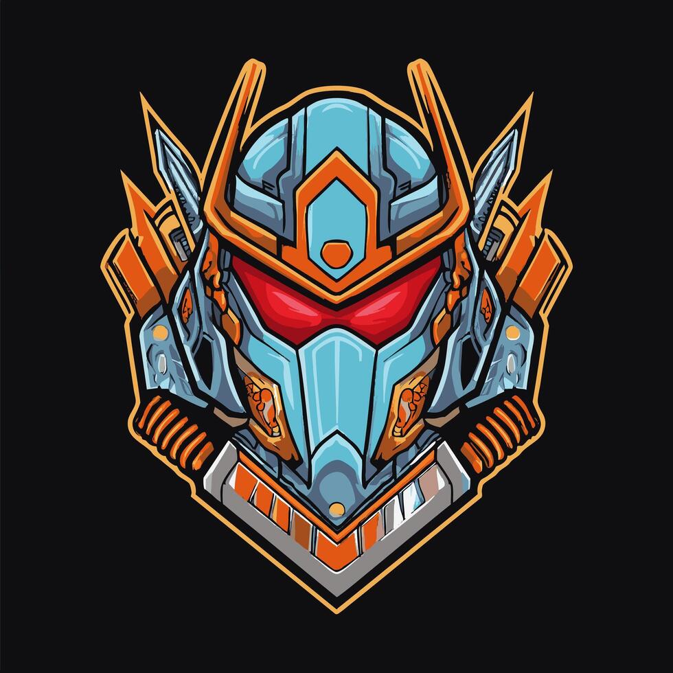 Mecha warrior with battle armor vector