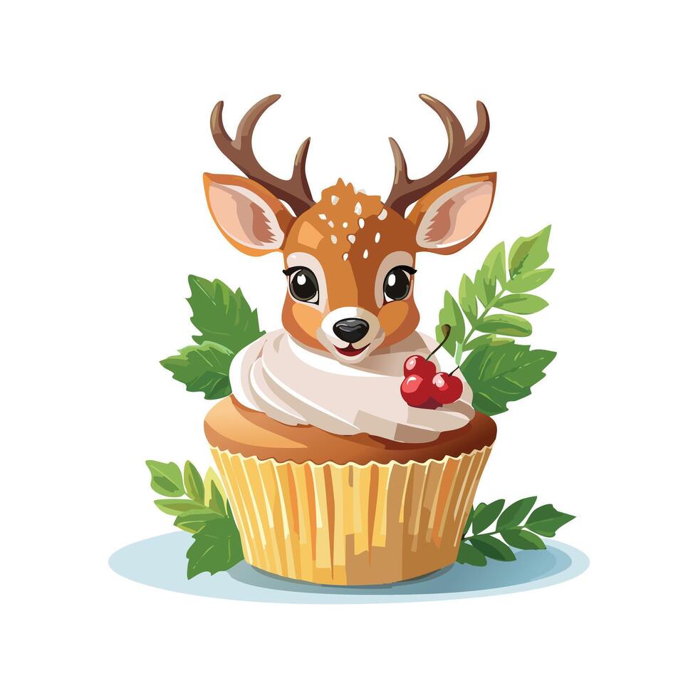 Mini cupcake deer vector
