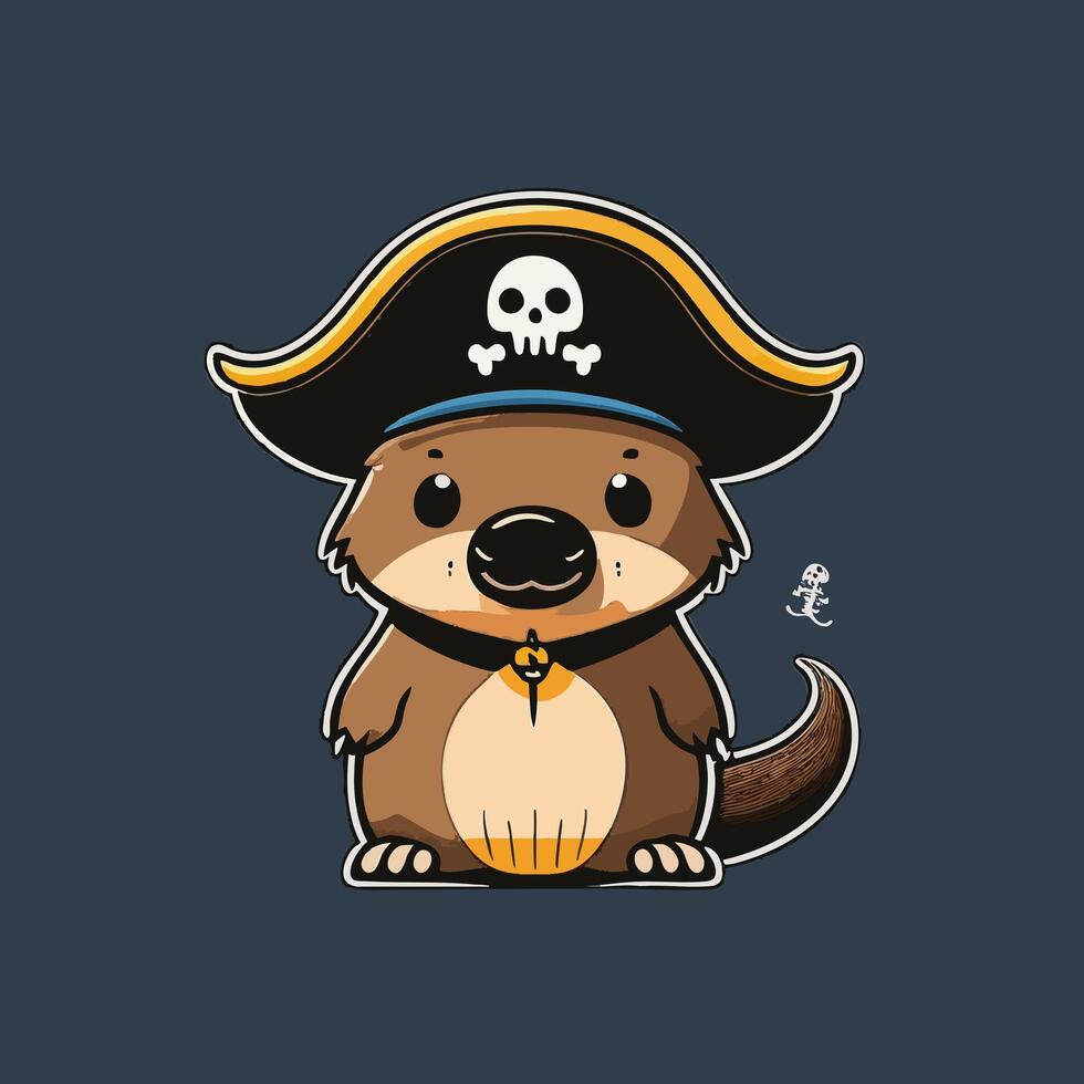 Platypus with Pirate Hat vector
