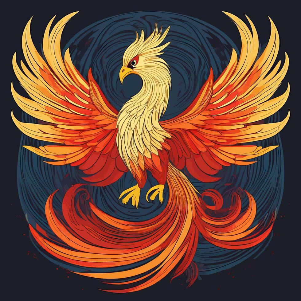 Mythical phoenix with flames vector