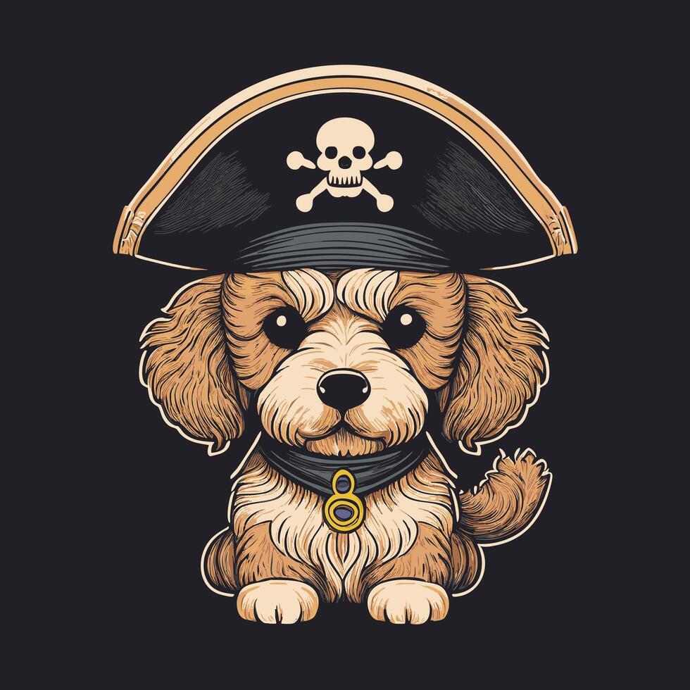 Poodle with Pirate Hat vector