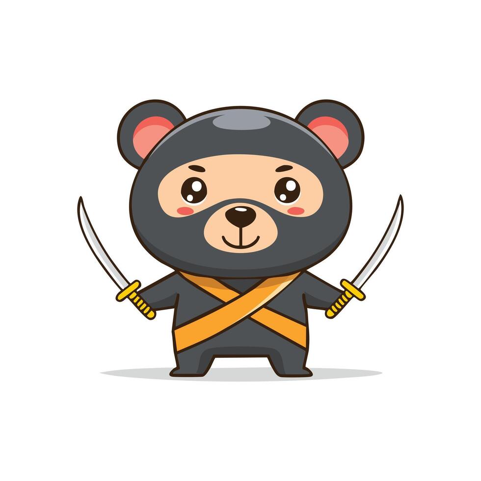 Cute Bear with Ninja custome vector