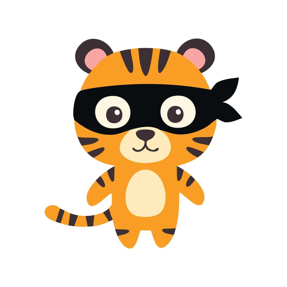 Cute Tiger with Ninja Mask vector