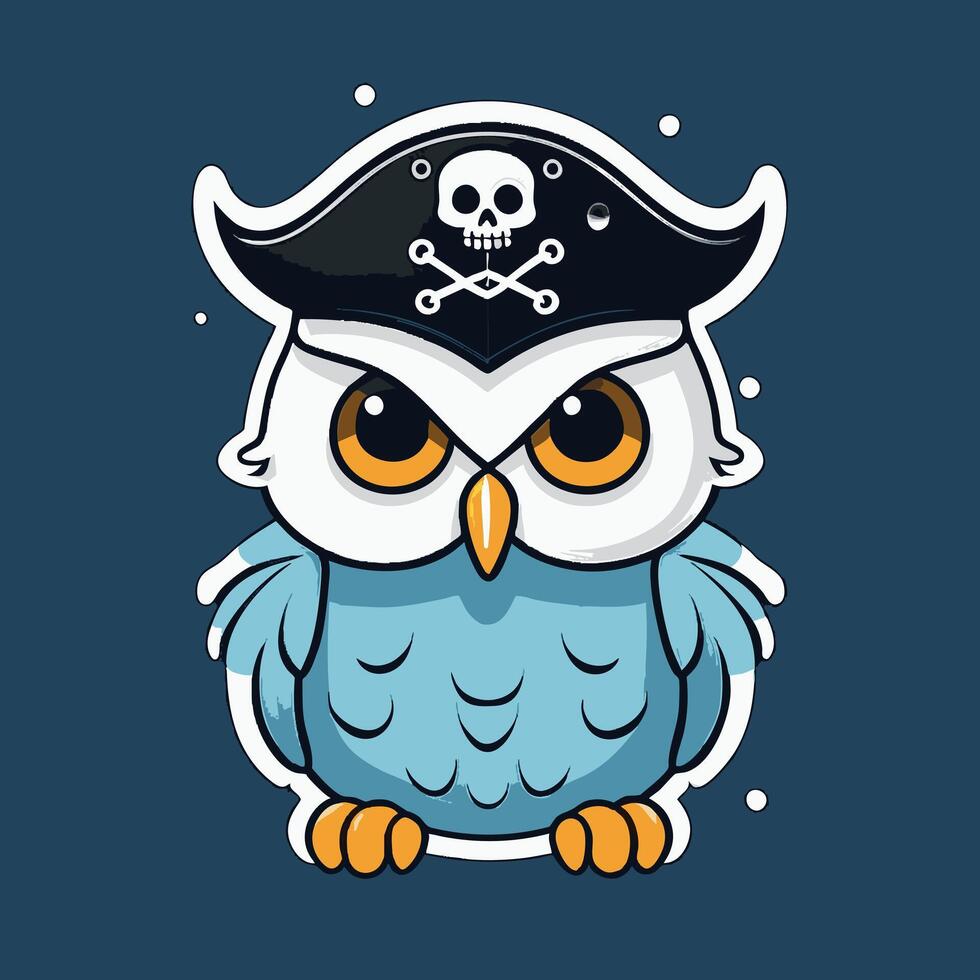 Snowy Owl with Pirate Hat vector