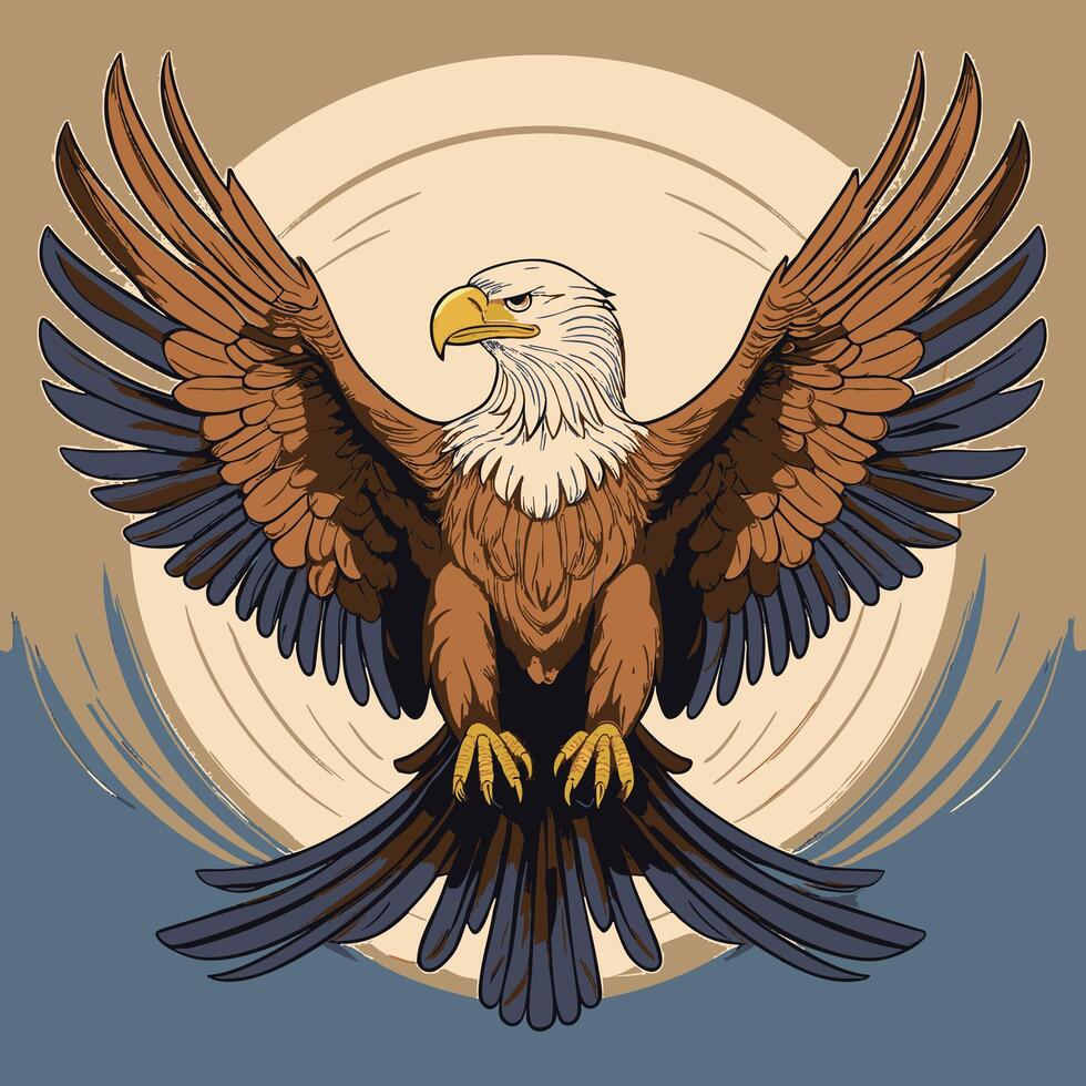 Strong eagle with spread wings vector