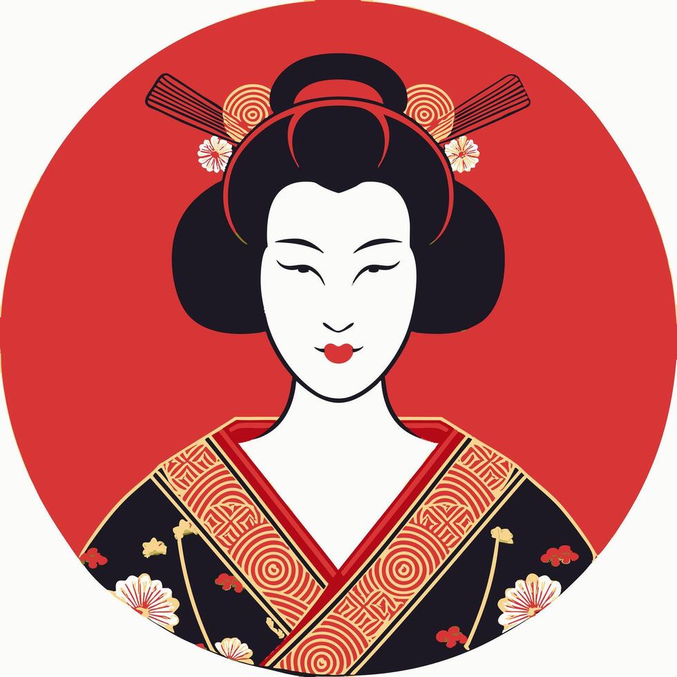 Ukiyo e Style Geisha vector