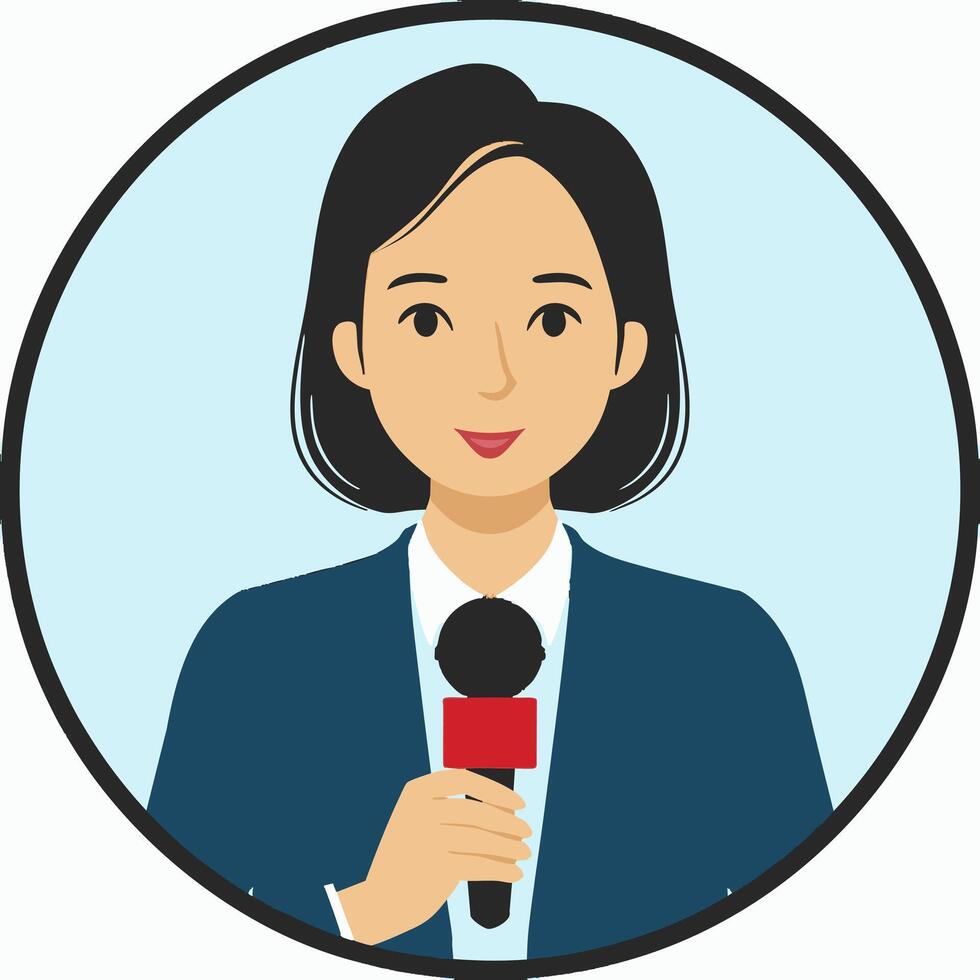 a Woman Journalist Reporting Live vector