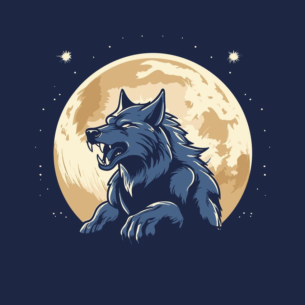 Werewolf howling at the moon vector