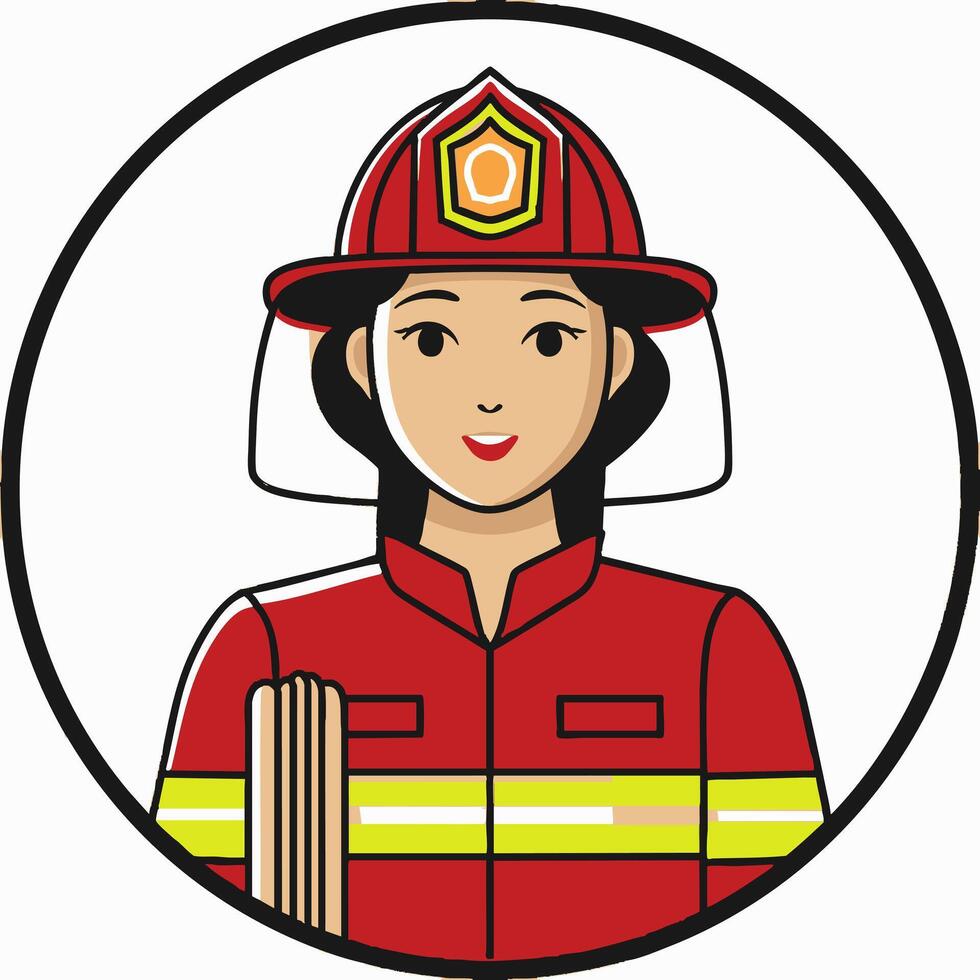 Woman Firefighter Holding a Hose vector