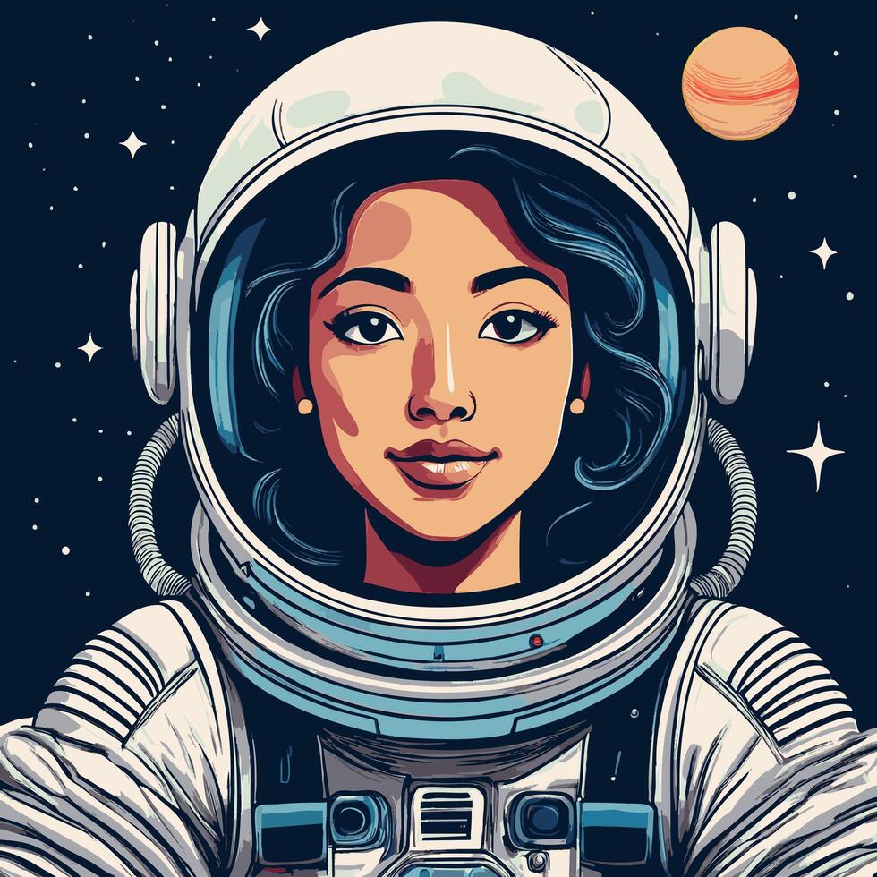 Woman Astronaut Floating in Space vector