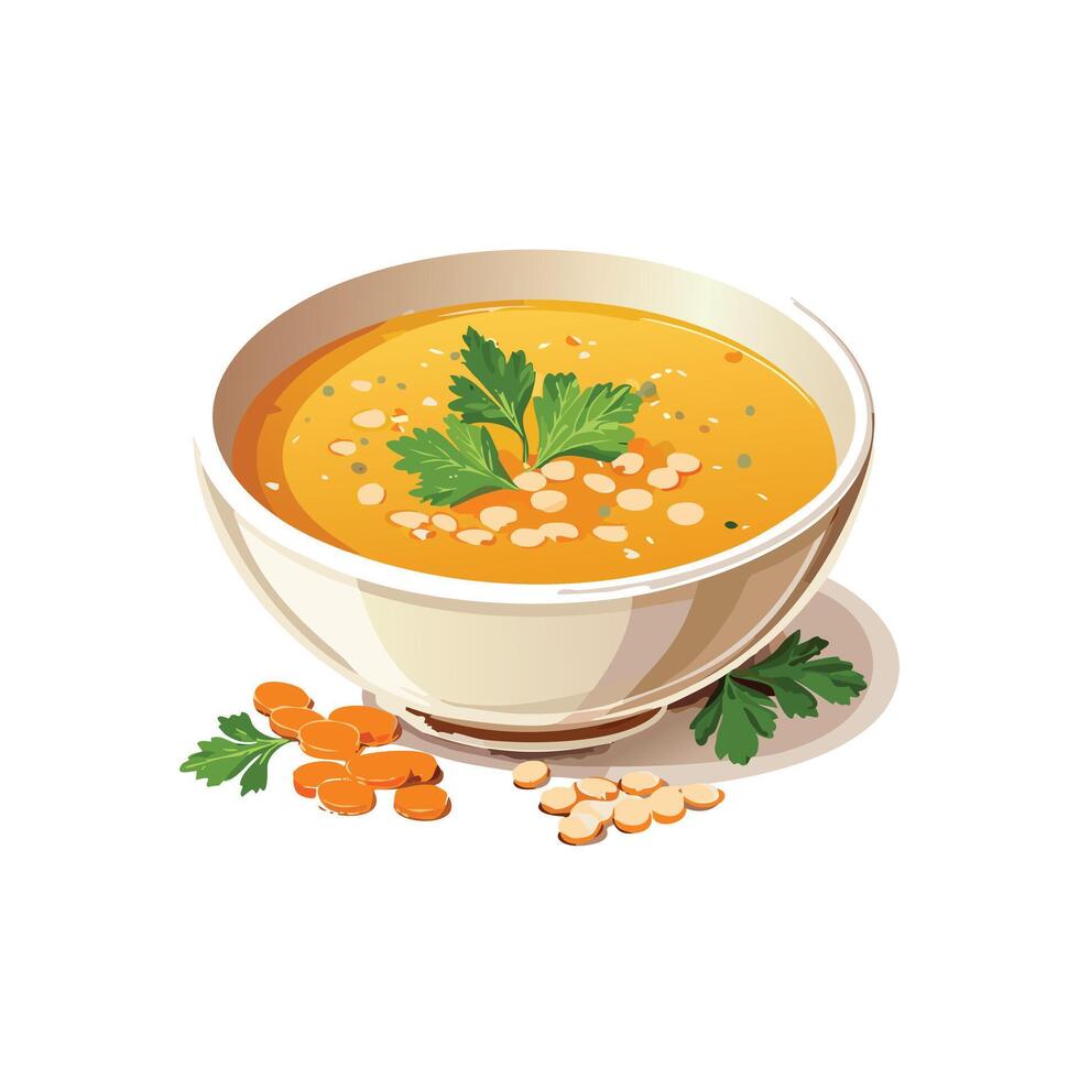 A bowl of lentil soup vector