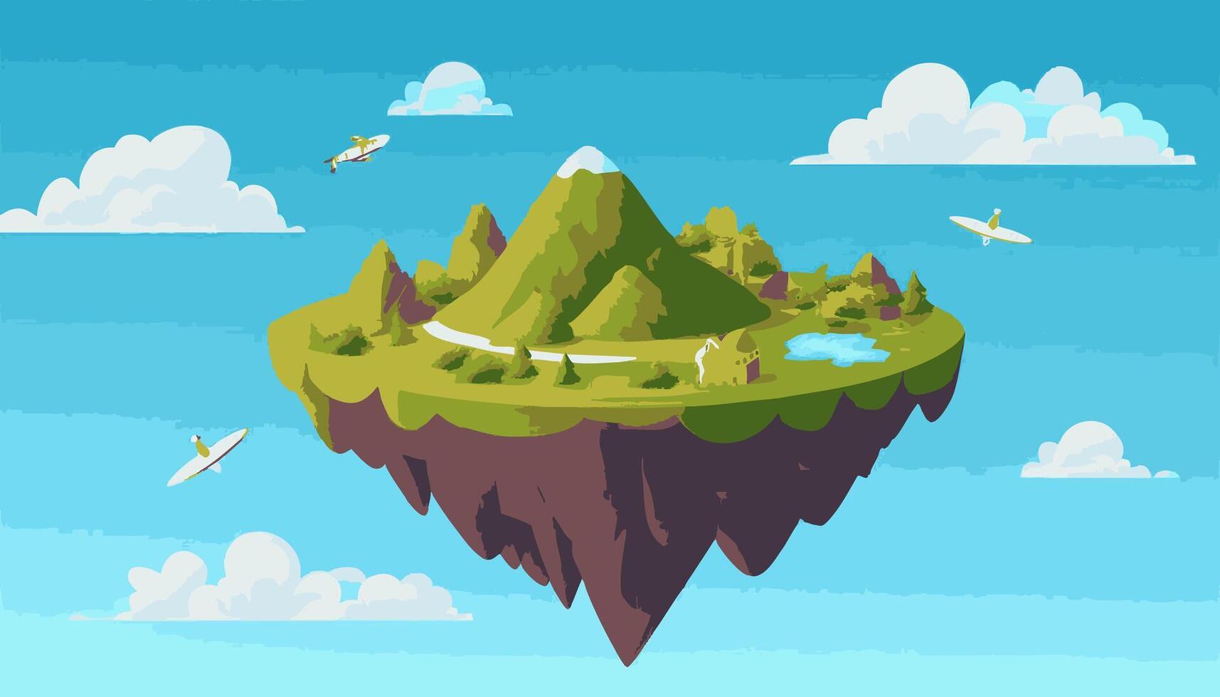 A fantasy island floating in the sky vector