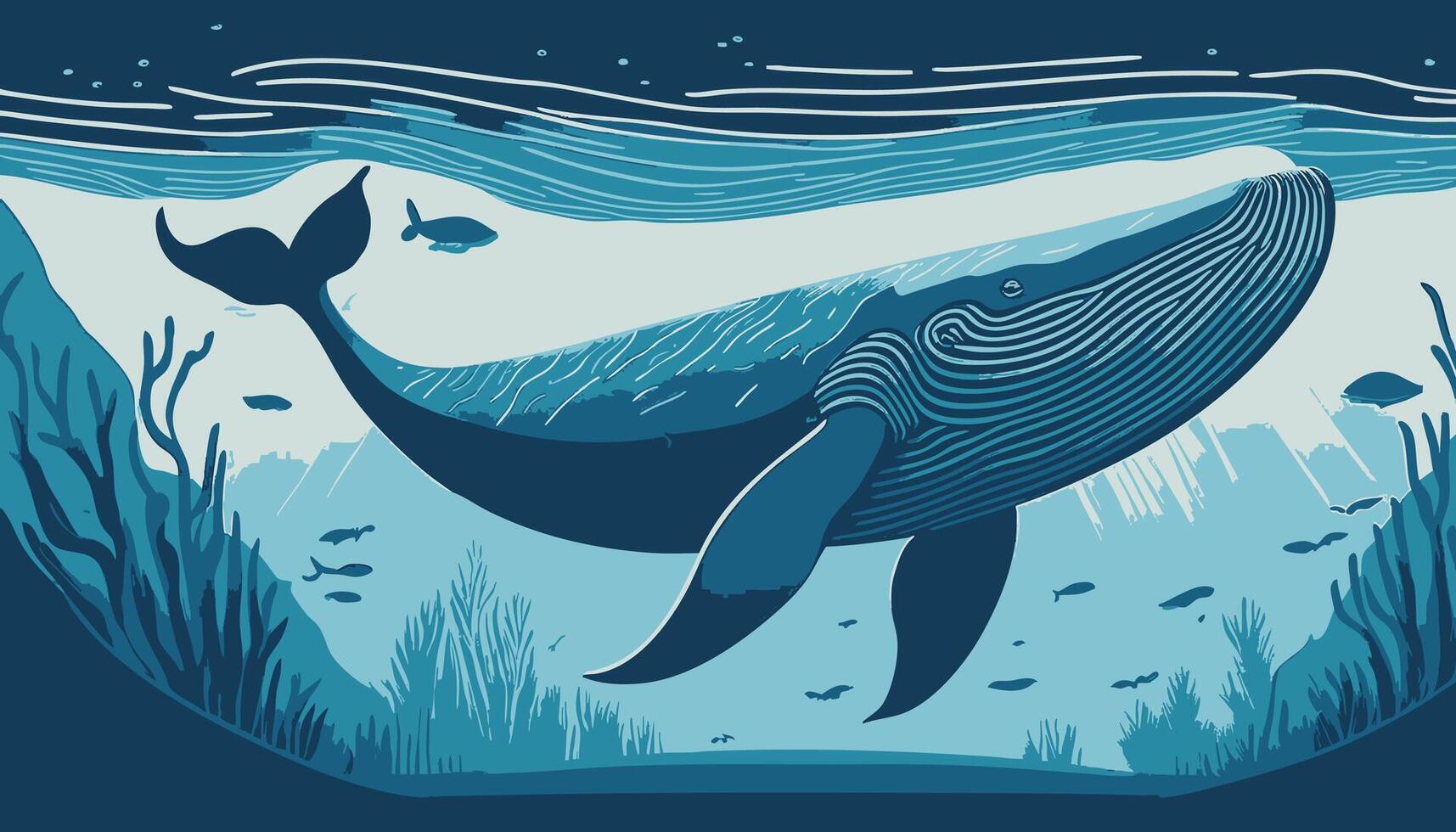 A giant whale swimming under the surface vector