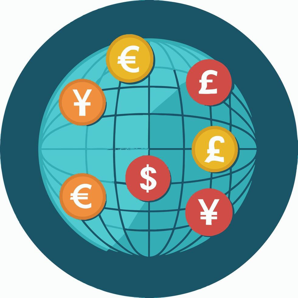 A globe with different currency symbols vector