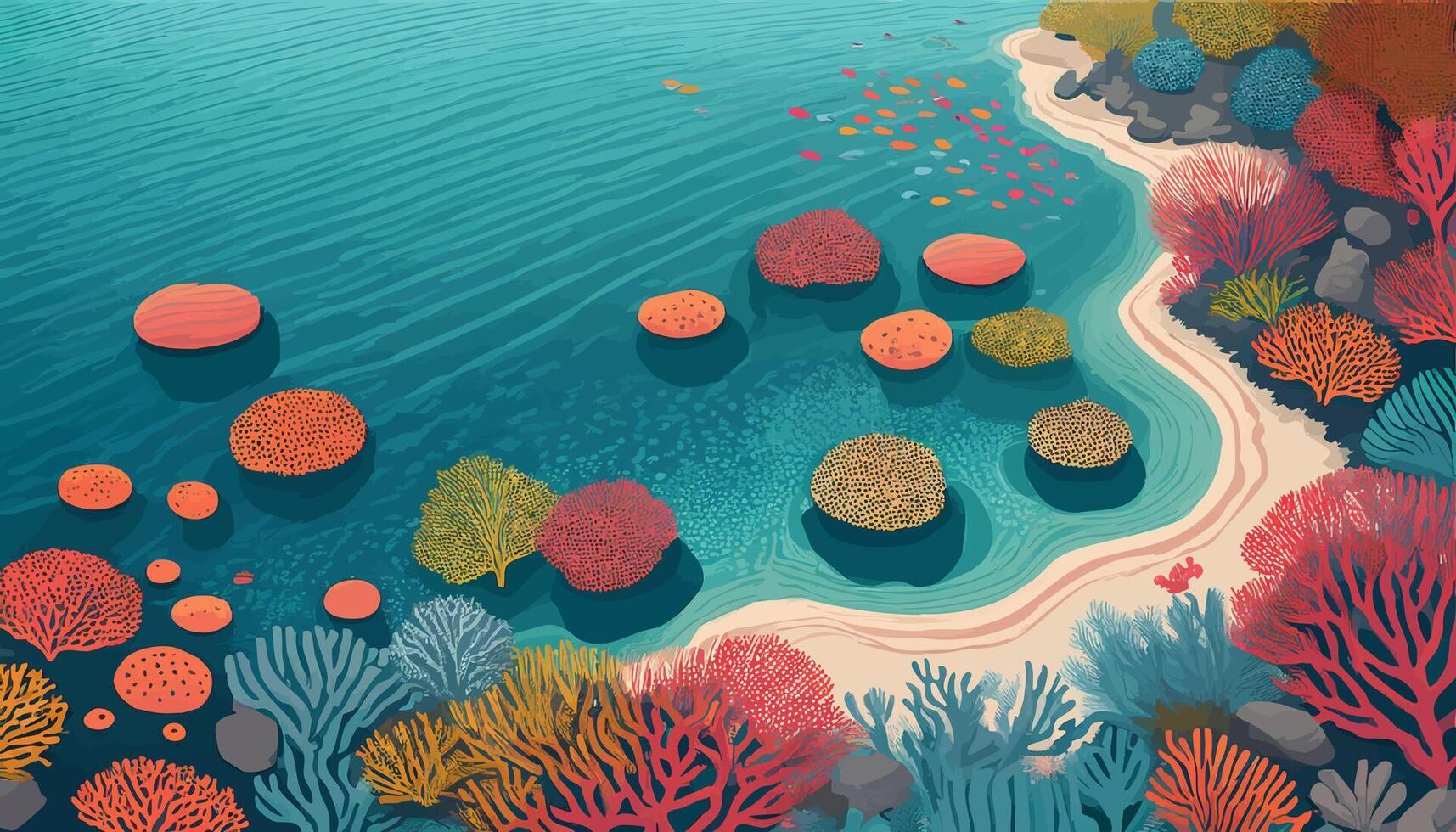 A bird eye view of a coral reef vector