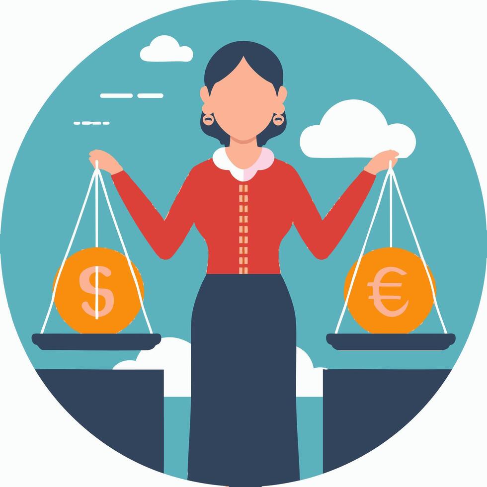 A person balancing risk and reward in investment 2 vector