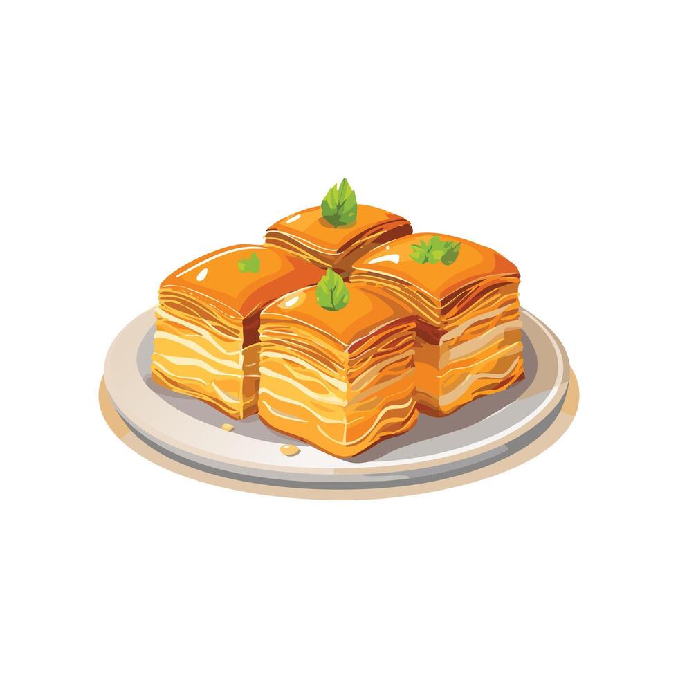 A plate of baklava vector