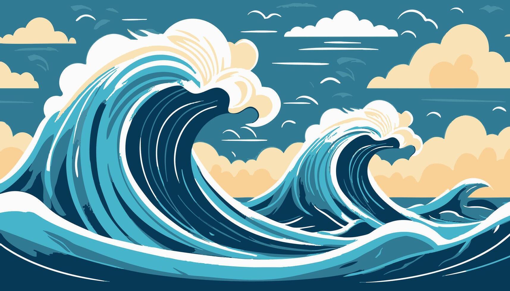 A stormy sea with huge waves vector