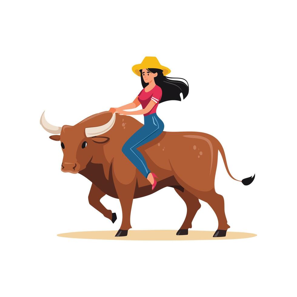bull rider holding on tightly to a bucking bull vector